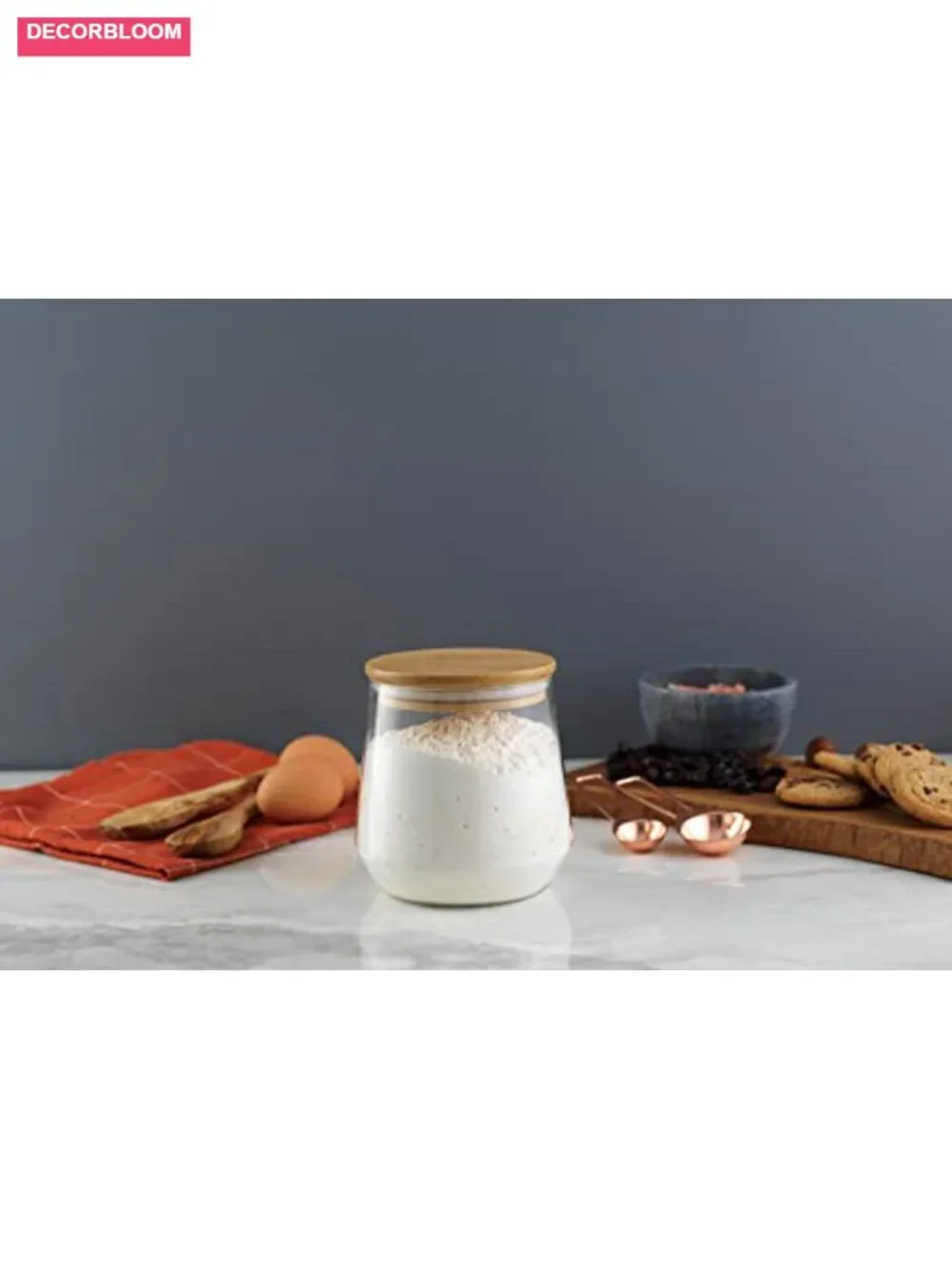 Large Glass Cookie Jar with Bamboo Lid Airtight Kitchen Canister for Food